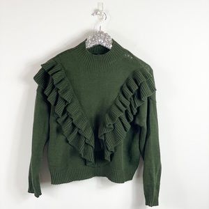 Forever 21 Green Ruffle Sweater Size Small